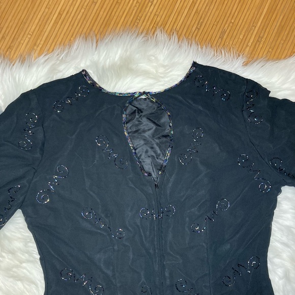 Vintage 90’s Silk Beaded Little Black Dress EUC SZ L - Picture 8 of 14